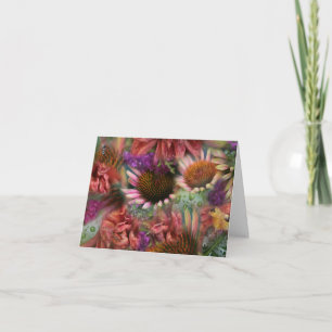 Raindropped blommar notecard kort