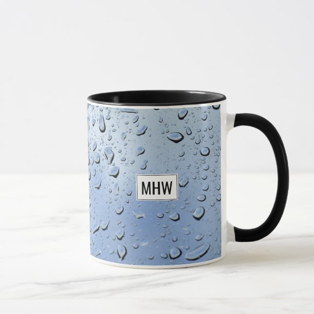 "Raindrops" anpassningsbar monogram mugg (Höger)