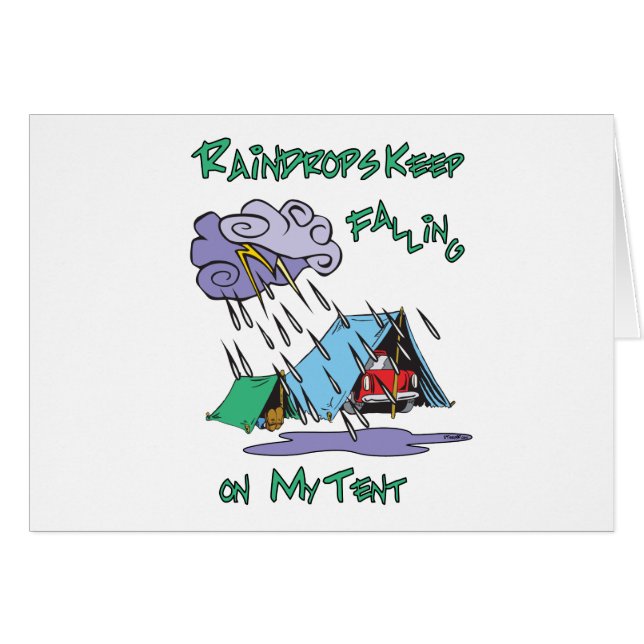 Raindrops Camping Hälsningskort (Framsidan Horizontal)