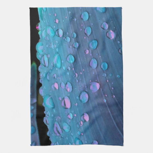 Raindrops Closeup, Spacey Blues Kökshandduk (Vertikal)