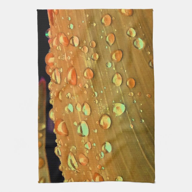 Raindrops Closeup, Spacey Rust Orange Kökshandduk (Vertikal)