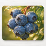 Raindrops on Ripe Blueberries Musmatta<br><div class="desc">Ripe blueberries hang from a branch,  adorned with dewdrops,  while the sunlight casts a warm glow around their vibrant blue hue</div>
