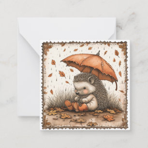 Raindrops & Rainbows: Hedgehog Rainy Anteckningskort