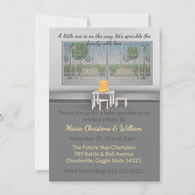 Raindrops & Snuggles Baby Sprinkle Invitation Inbjudningar (Framsida)