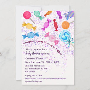 Rainfall Lollipop Sweets Candyland Baby Shower Inbjudningar