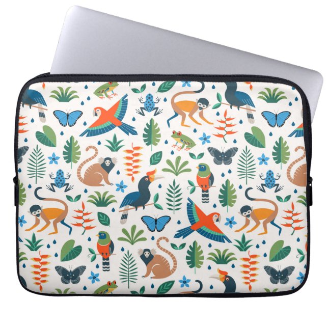 Rainforest Animal Mönster Laptop Fodral (Framsidan)