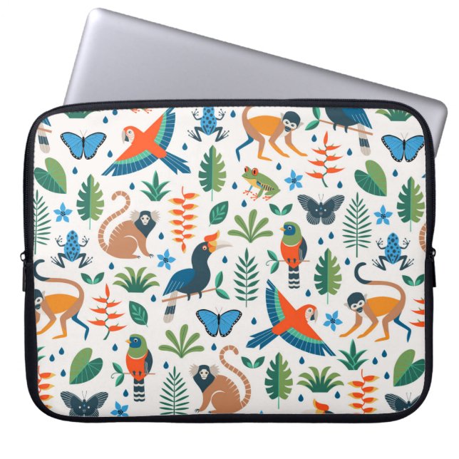 Rainforest Animal Mönster Laptop Fodral (Framsidan)