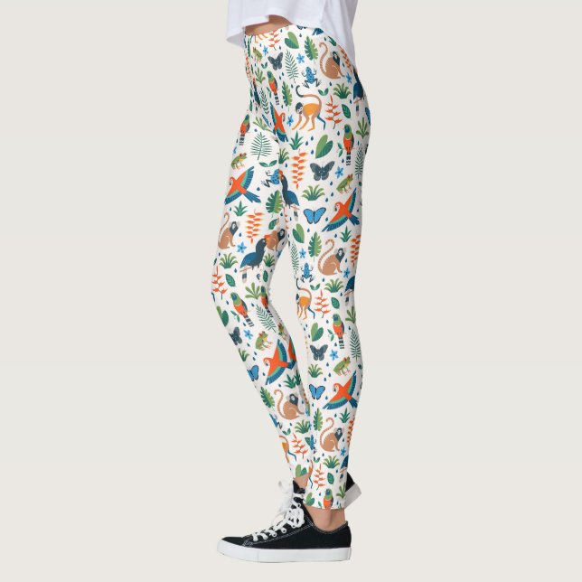 Rainforest Animal Mönster Leggings (Vänster)