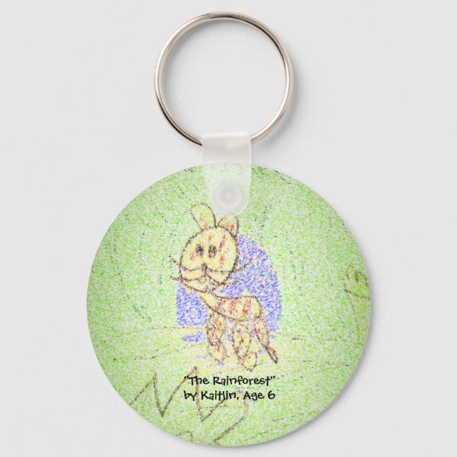 "Rainforest" av Kaitlin, ålder 6 Nyckelring (Framsida)