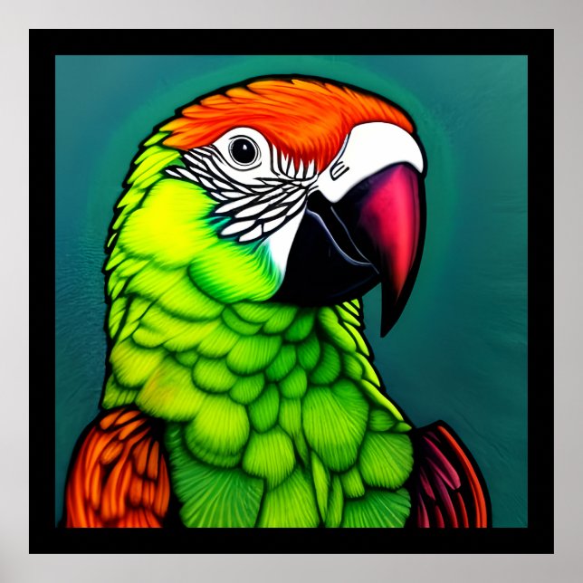 Rainforest Beauty: Exotic Vild Parrot Poster (Framsidan)