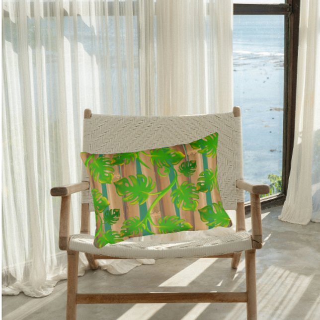 Rainforest Dreams Tropical Philodendron Bamboo Prydnadskudde (Rainforest dreaming!)