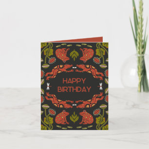 Rainforest Folthday Card - Frogs Kort