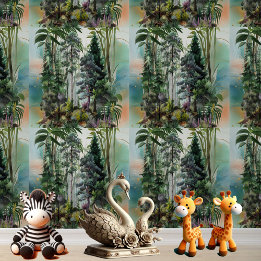 Rainforest Tall Träd Greenery Nature Watercolor