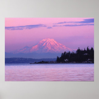 Rainier i Sunset, Washington State. Poster
