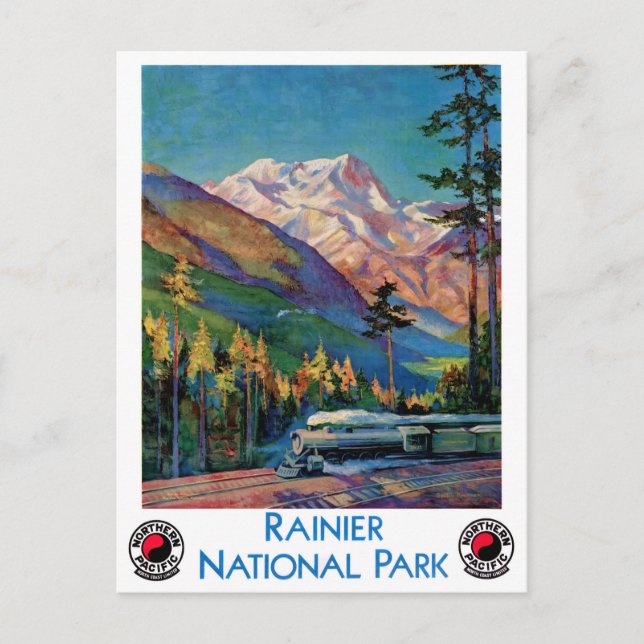 Rainier National Park Vintage affisch återställd Vykort (Framsida)