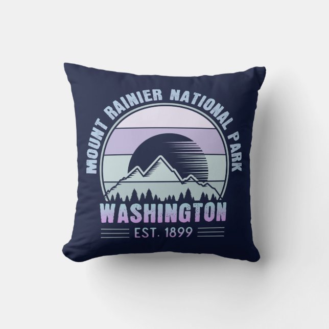 Rainier National Park Washington Retro Kudde (Framsida)