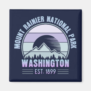 Rainier National Park Washington Retro Magnet