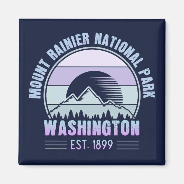 Rainier National Park Washington Retro Magnet (Framsidan)