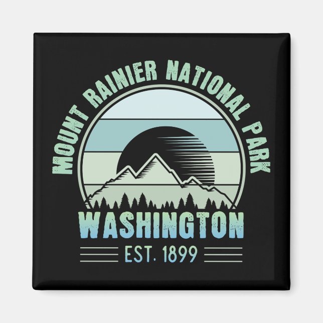 Rainier National Park Washington Retro Magnet (Framsidan)