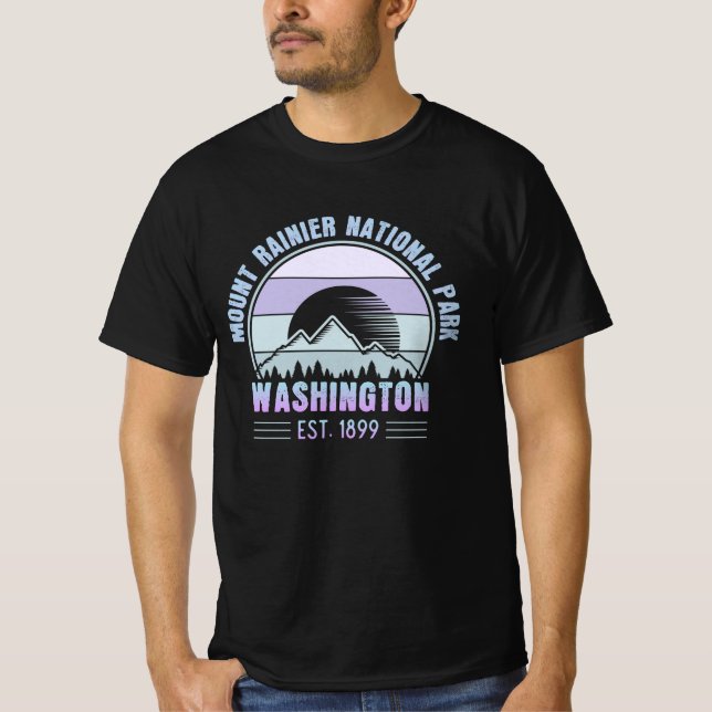 Rainier National Park Washington Retro T Shirt (Framsida)