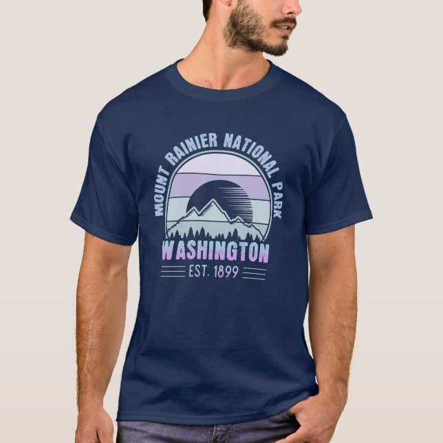 Rainier National Park Washington Retro T Shirt (Framsida)