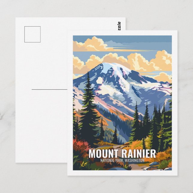 Rainier National Park Washington USA Vykort (Fram/baksida)