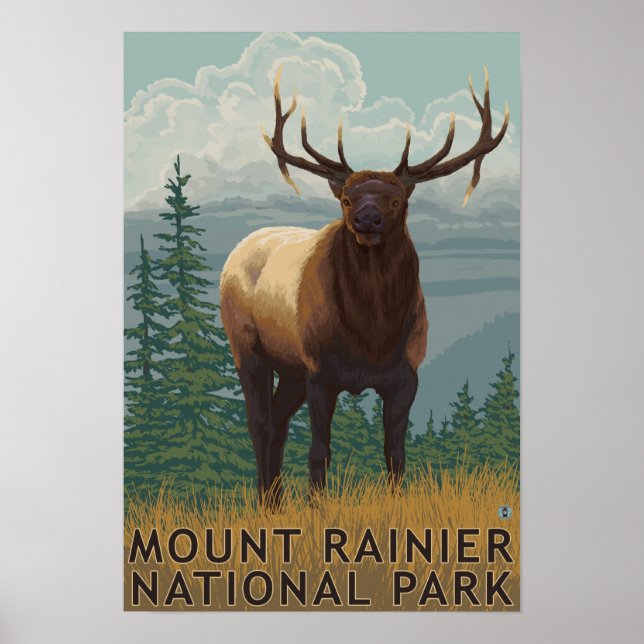 Rainier National Park, WashingtonElk Scene Poster (Framsidan)