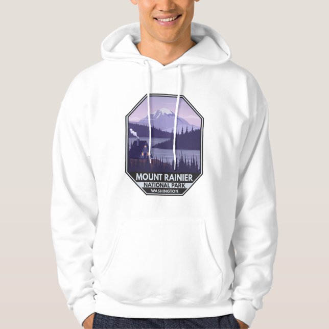 Rainier nationalpark Washington Cabin Retro Hoodie (Framsida)
