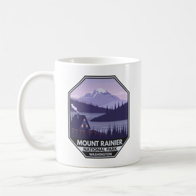 Rainier nationalpark Washington Cabin Retro Kaffemugg (Vänster)