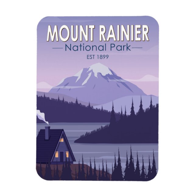 Rainier nationalpark Washington Cabin Retro Magnet (Vertikal)