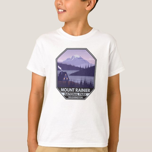 Rainier nationalpark Washington Cabin Retro T Shirt (Framsida)