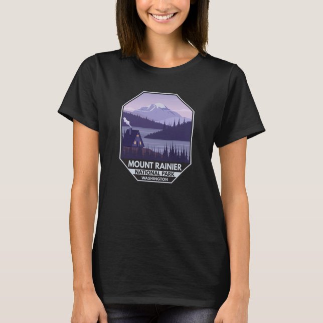 Rainier nationalpark Washington Cabin Retro T Shirt (Framsida)