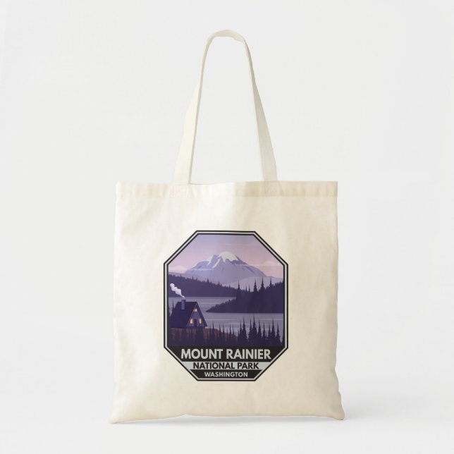Rainier nationalpark Washington Cabin Retro Tygkasse (Framsidan)