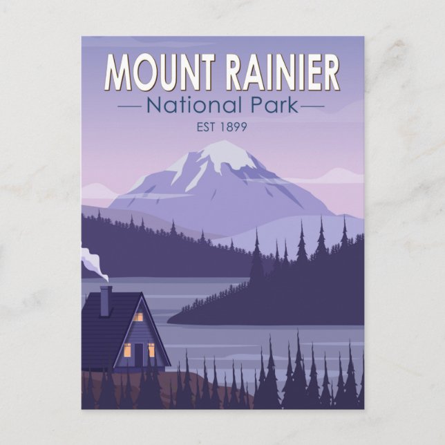 Rainier nationalpark Washington Cabin Retro Vykort (Framsida)
