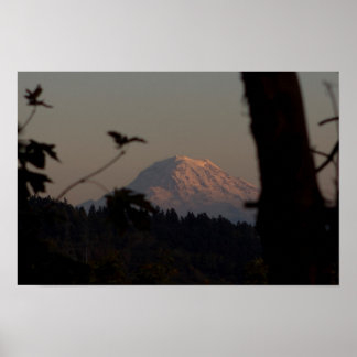 Rainier Sunset, Tacoma, WA Poster