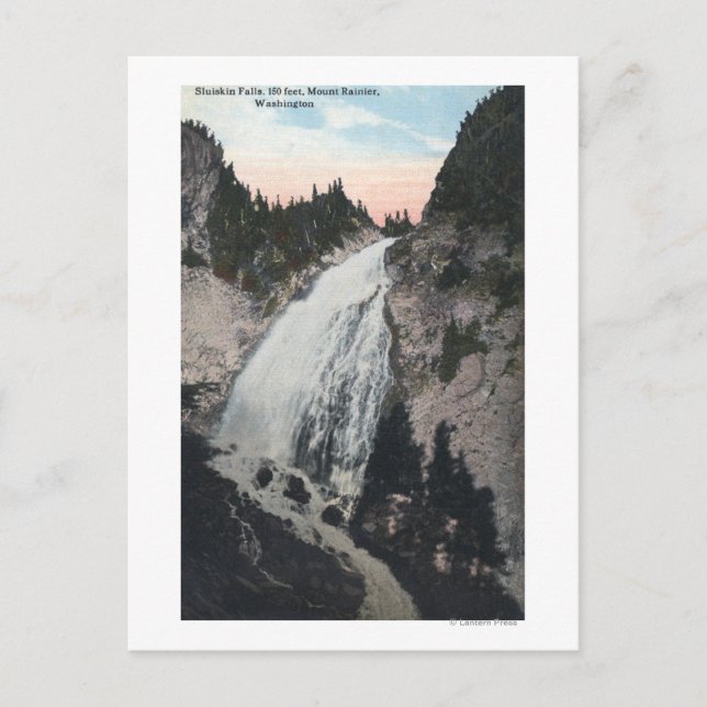 Rainier, Washington - View of Sluiskin Falls Vykort (Framsida)