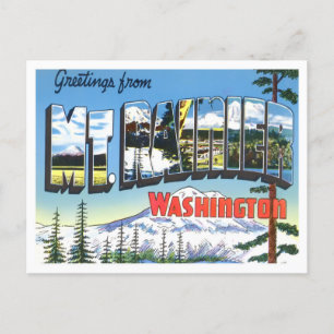 Rainier, Washington Vintage Big Brev Vykort