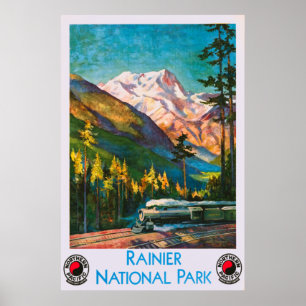 Rainiers nationalpark Vintage affisch