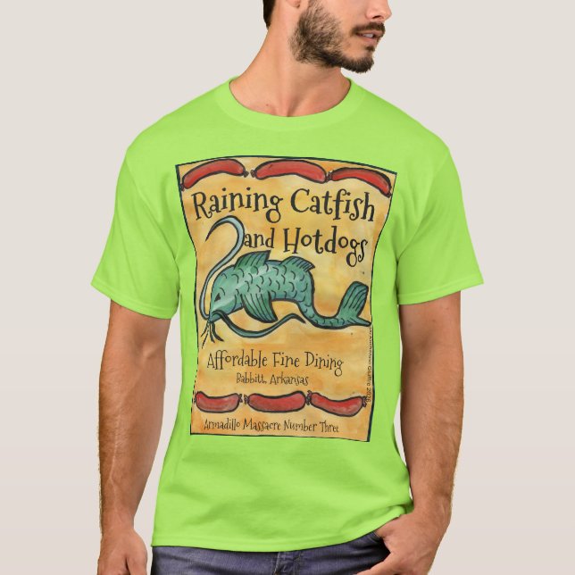 Raining Catfish t-shirt, herr XL T Shirt (Framsida)