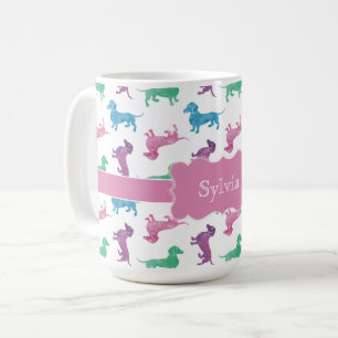 Raining Dachshunds Cute Pastel Doxies Kaffemugg
