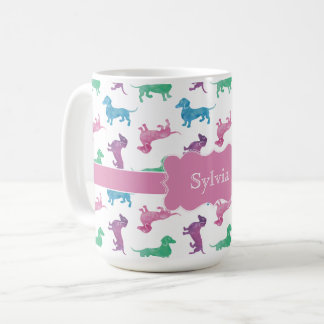 Raining Dachshunds Cute Pastel Doxies Kaffemugg