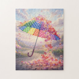 Raining Hearts Colorful umbrella Pussel