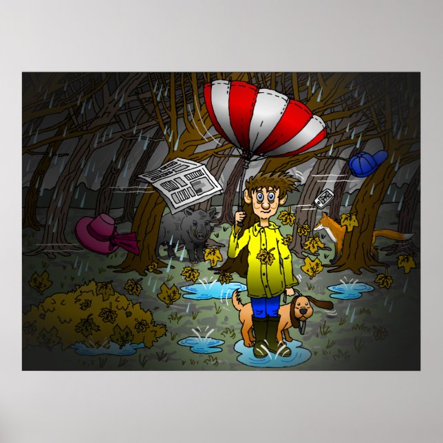 Rainy and Windy Autumn Day Poster (Framsidan)