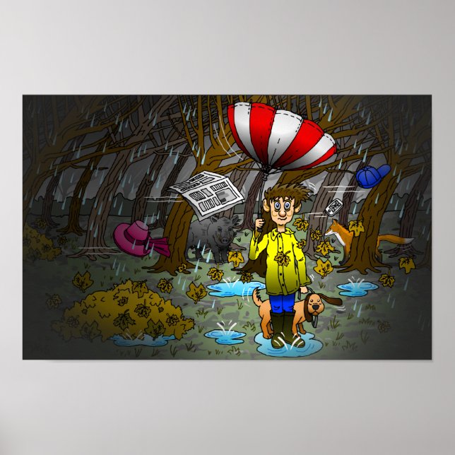 Rainy and Windy Autumn Day Poster (Framsidan)