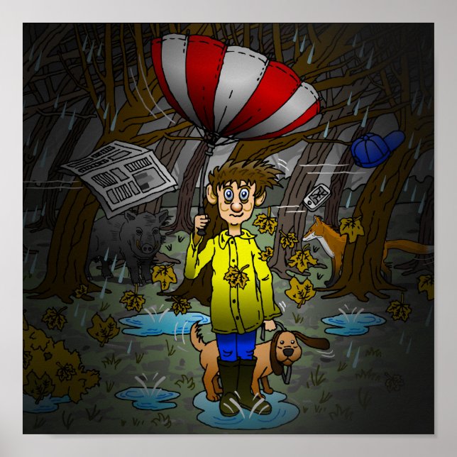 Rainy and Windy Autumn Poster (Framsidan)