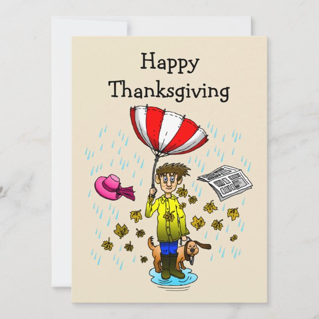 Rainy and Windy Day Happy thanksgiving Card (Framsida)