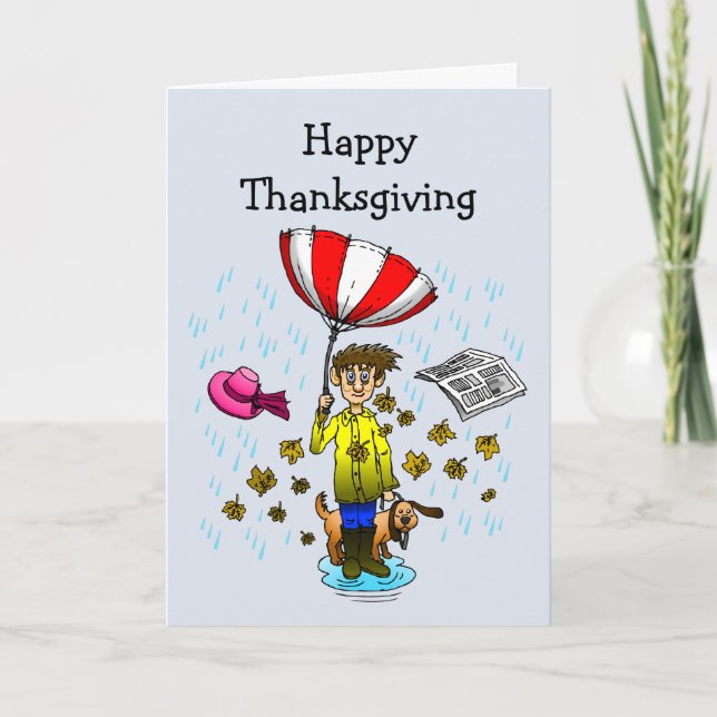Rainy and Windy Day Thanksgiving Card Helgkort (Framsida)