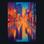 Rainy City Street Pointillism Lights Poster<br><div class="desc">Colorful pointillist painting of a glowing city street after rain. Thousands of vibrant dots create a luminous neo-impressionist urban scene filled with warm street lights and shimmering reflections.</div>