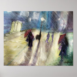 Rainy Cityscape - Poster