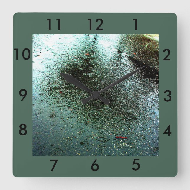 Rainy Day Abstrakt Fyrkantig Klocka (Framsida)